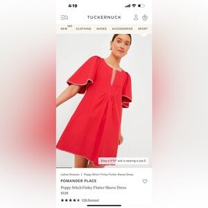 Pomander Place Poppy Stitch Finley Flutter Sleeve Dress NWT